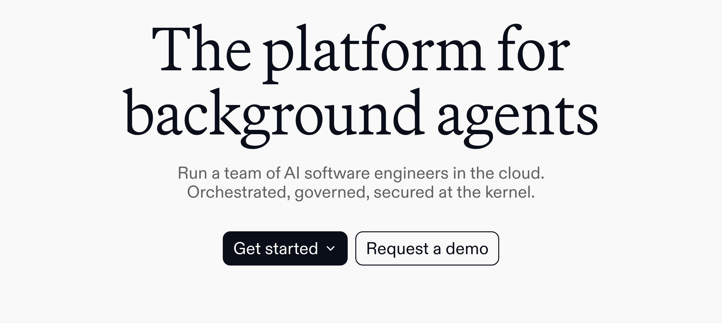 Ona homepage describing the platform for background agents